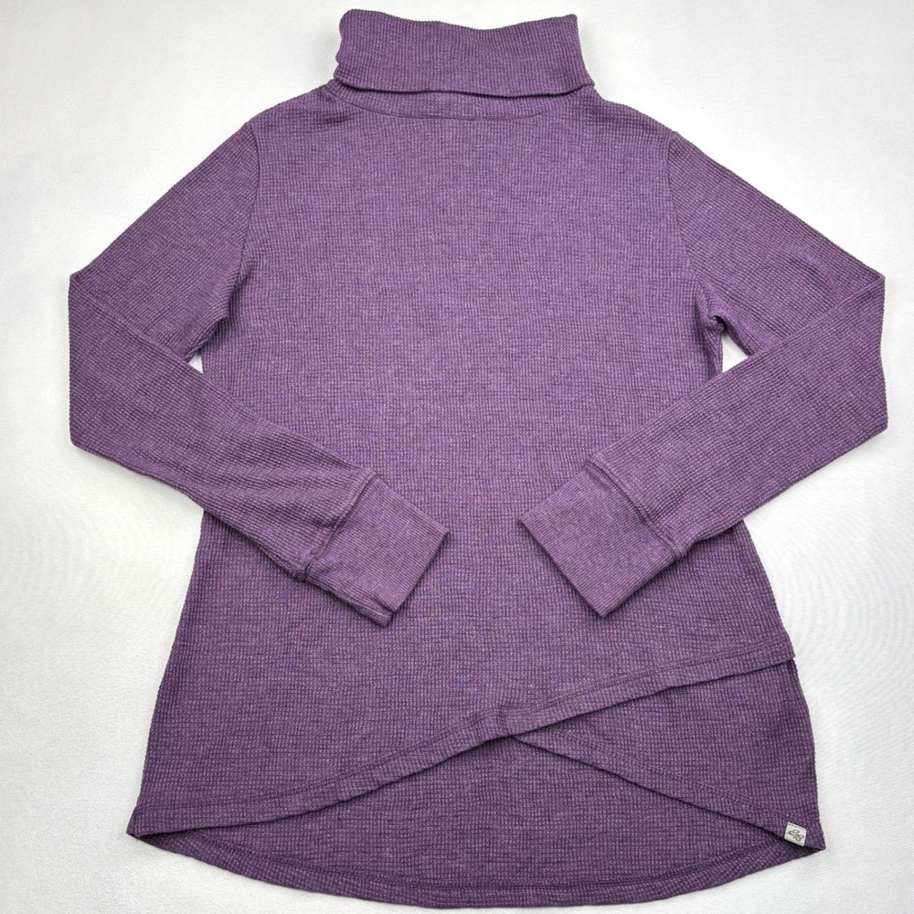 Eddie Bauer Sweater Womens Small Purple Waffle Knit Turtleneck Crossover Tunic